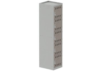 [Pas de famille] - [Pas de sous famille] - Vestiaire multicases 1 colonne L,40cm 5 cases (fermeture cadenas) H,180xL,40xP,50cm coffre gris clair/portes basalte