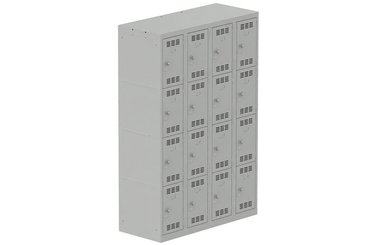 [Pas de famille] - [Pas de sous famille] - Vestiaire multicases 4 colonnes L,30cm 4 cases (fermeture cadenas) H,180xL,120xP,50cm coffre gris clair/portes gris clair