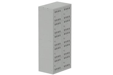 [Pas de famille] - [Pas de sous famille] - Vestiaire multicases 2 colonnes L,40cm 5 cases (fermeture cadenas) H,180xL,80xP,50cm coffre gris clair/portes gris clair