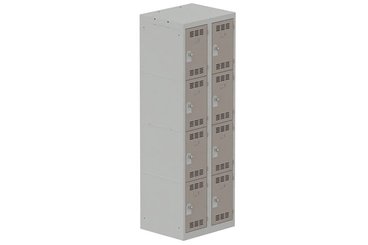 [Pas de famille] - [Pas de sous famille] - Vestiaire multicases 2 colonnes L,30cm 4 cases (fermeture cadenas) H,180xL,60xP,50cm coffre gris clair/portes basalte