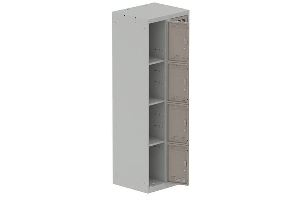 [Pas de famille] - [Pas de sous famille] - Vestiaire multicases 2 colonnes L,30cm 4 cases (fermeture cadenas) H,180xL,60xP,50cm coffre gris clair/portes basalte
