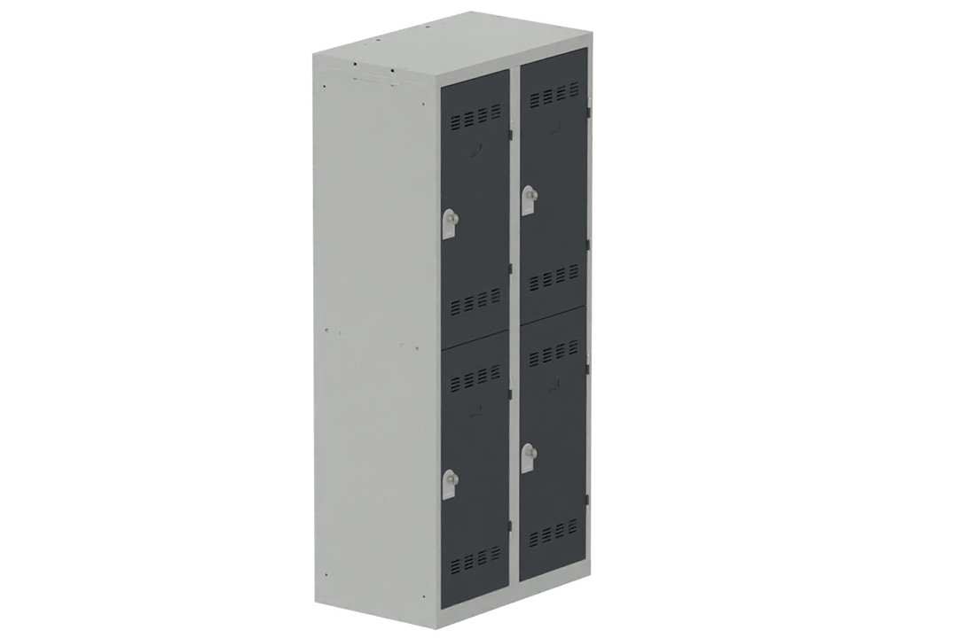 Vestiaire multicases, 2 colonnes L.80cm/4 cases, coffre gris clair/portes anthracite