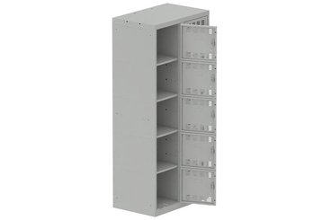 [Pas de famille] - [Pas de sous famille] - Vestiaire multicases 2 colonnes L,40cm 5 cases (fermeture cadenas) H,180xL,80xP,50cm coffre gris clair/portes gris clair