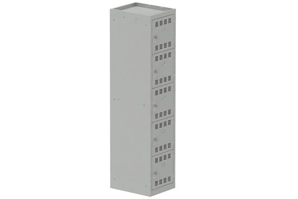 [Pas de famille] - [Pas de sous famille] - Vestiaire multicases 1 colonne L,40cm 5 cases (fermeture cadenas) H,180xL,40xP,50cm coffre gris clair/portes gris clair