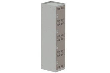 [Pas de famille] - [Pas de sous famille] - Vestiaire multicases 1 colonne L,40cm 4 cases (fermeture cadenas) H,180xL,40xP,50cm coffre gris clair/portes basalte