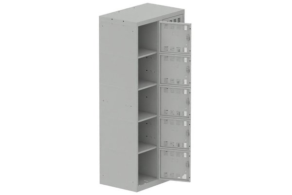 [Pas de famille] - [Pas de sous famille] - Vestiaire multicases 2 colonnes L,40cm 5 cases (fermeture cadenas) H,180xL,80xP,50cm coffre gris clair/portes gris clair