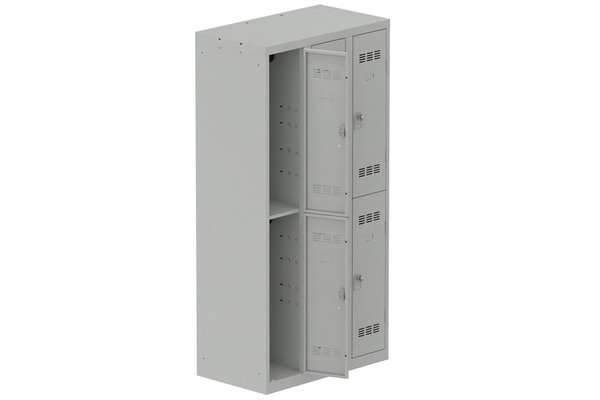 [Pas de famille] - [Pas de sous famille] - Vestiaire multicases 3 colonnes L,30cm 2 cases (fermeture cadenas) H,180xL,90xP,50cm coffre gris clair/portes gris clair