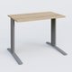 K1 Plateau droit 100x60 pieds fixe. Plateau Chêne naturel et pietement Aluminium