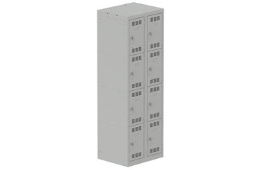 [Pas de famille] - [Pas de sous famille] - Vestiaire multicases 2 colonnes L,30cm 4 cases (fermeture cadenas) H,180xL,60xP,50cm coffre gris clair/portes gris clair