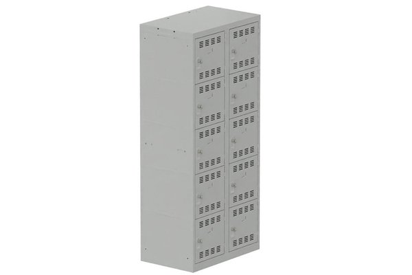 [Pas de famille] - [Pas de sous famille] - Vestiaire multicases 2 colonnes L,40cm 5 cases (fermeture cadenas) H,180xL,80xP,50cm coffre gris clair/portes gris clair