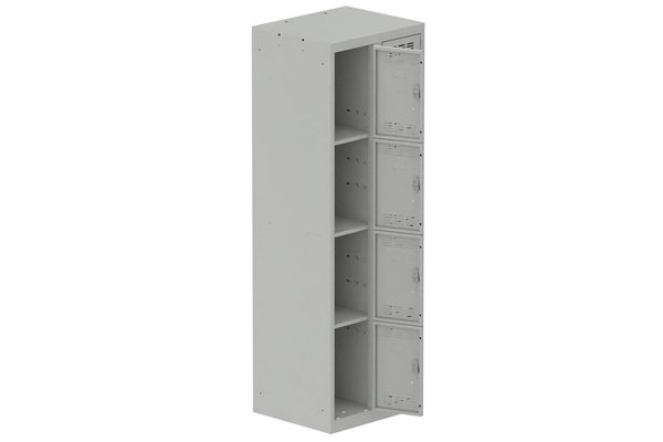 [Pas de famille] - [Pas de sous famille] - Vestiaire multicases 2 colonnes L,30cm 4 cases (fermeture cadenas) H,180xL,60xP,50cm coffre gris clair/portes gris clair