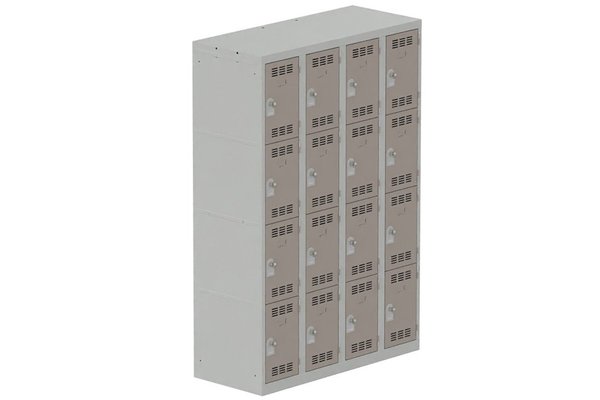 [Pas de famille] - [Pas de sous famille] - Vestiaire multicases 4 colonnes L,30cm 4 cases (fermeture cadenas) H,180xL,120xP,50cm coffre gris clair/portes basalte