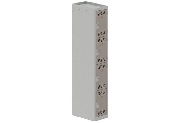 [Pas de famille] - [Pas de sous famille] - Vestiaire multicases 1 colonne L,30cm 4 cases (fermeture cadenas) H,180xL,30xP,50cm coffre gris clair/portes basalte