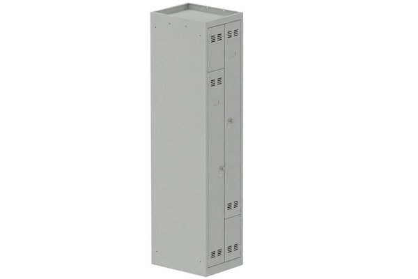 [Pas de famille] - [Pas de sous famille] - Vestiaire gain de place 1 colonne (fermeture cadenas) H,180xL,40xP,50cm coffre gris clair/portes gris clair