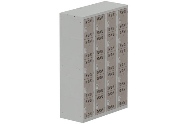 [Pas de famille] - [Pas de sous famille] - Vestiaire multicases 4 colonnes L,30cm 5 cases (fermeture cadenas) H,180xL,120xP,50cm coffre gris clair/portes basalte