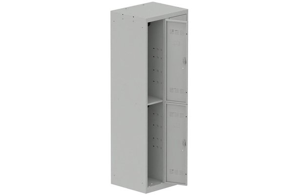 [Pas de famille] - [Pas de sous famille] - Vestiaire multicases 2 colonnes L,30cm 2 cases (fermeture cadenas) H,180xL,60xP,50cm coffre gris clair/portes gris clair