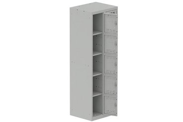 [Pas de famille] - [Pas de sous famille] - Vestiaire multicases 2 colonnes L,30cm 5 cases (fermeture cadenas) H,180xL,60xP,50cm coffre gris clair/portes gris clair