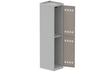 [Pas de famille] - [Pas de sous famille] - Vestiaire multicases 1 colonne L,40cm 2 cases (fermeture cadenas) H,180xL,40xP,50cm coffre gris clair/portes basalte