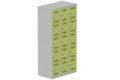 Vestiaire multicases 3 colonnes L,30cm 5 cases (fermeture cadenas) H,180xL,90xP,50cm coffre gris clair/portes anis