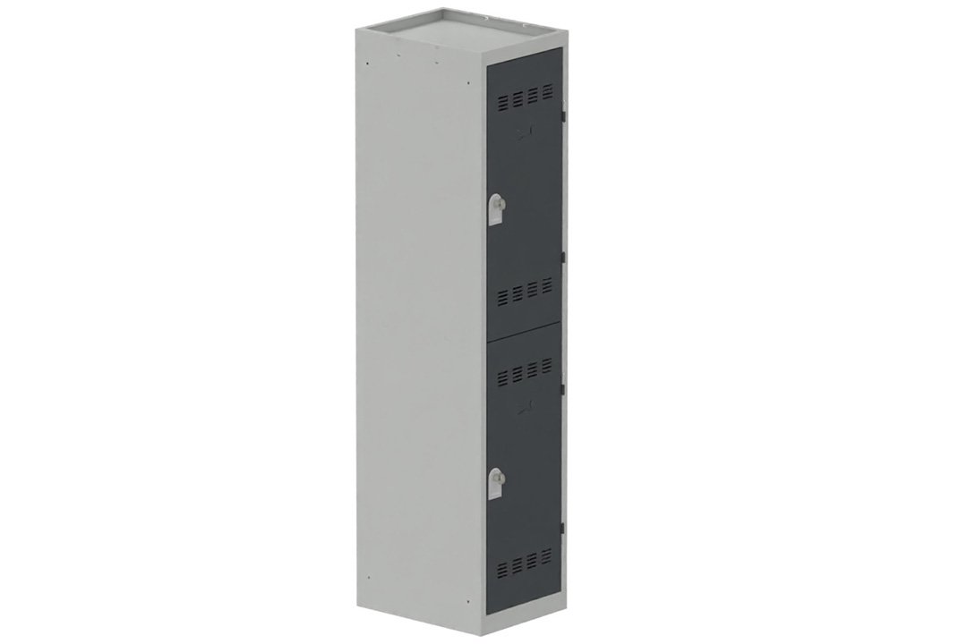 Vestiaire multicases, 1 colonne L.40cm/2 cases, coffre gris clair/portes anthracite
