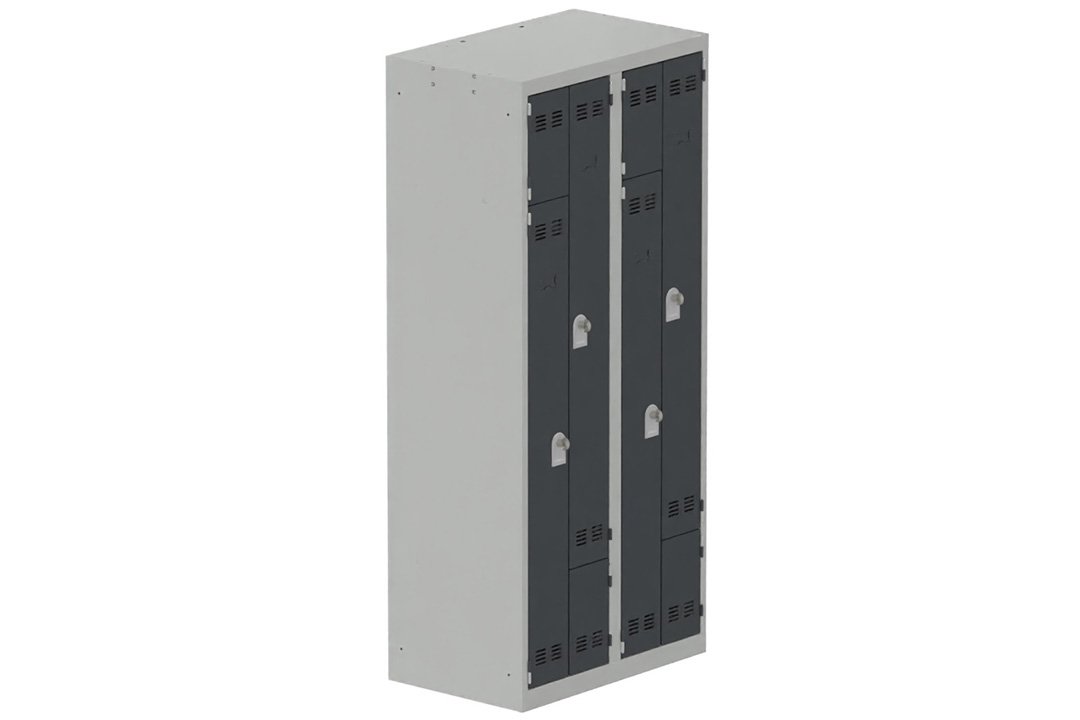 Vestiaire gain de place 2 colonnes (fermeture cadenas) coffre gris clair/portes anthracite