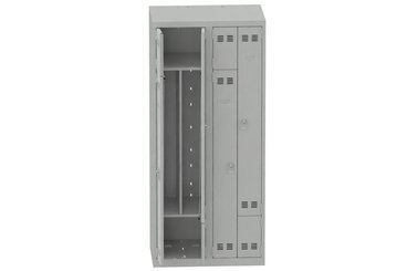[Pas de famille] - [Pas de sous famille] - Vestiaire gain de place 2 colonnes (fermeture cadenas) H,180xL,80xP,50cm coffre gris clair/portes gris clair