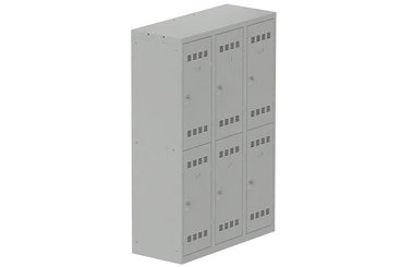[Pas de famille] - [Pas de sous famille] - Vestiaire multicases 3 colonnes L,40cm 2 cases (fermeture cadenas) H,180xL,120xP,50cm coffre gris clair/portes gris clair