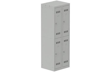 [Pas de famille] - [Pas de sous famille] - Vestiaire multicases 2 colonnes L,30cm 2 cases (fermeture cadenas) H,180xL,60xP,50cm coffre gris clair/portes gris clair