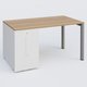 K3 Plateau droit 140x80 avec tour de rangement sous le plateau à gauche. Plateau Noyer et pietement Aluminium