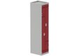 Vestiaire gain de place 1 colonne (fermeture cadenas) H,180xL,40xP,50cm coffre gris clair/portes rouge