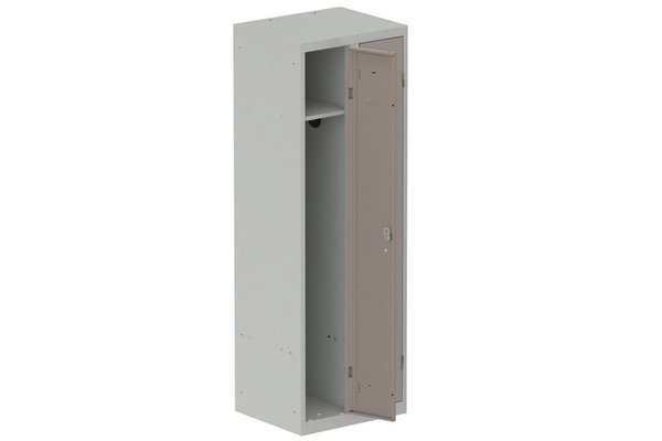 [Pas de famille] - [Pas de sous famille] - Vestiaire industrie propre 2 portes (serrure 2 clés) H180xL60xP50cm coffre gris clair/ porte(s) basalte