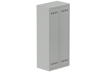 [Pas de famille] - [Pas de sous famille] - Vestiaire industrie salissante 2 portes (serrure 2 clés) H180xL80xP50cm coffre gris clair/ porte(s) gris clair