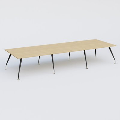 [Pas de famille] - [Pas de sous famille] - K5 table de reunion 420*145 cm. Plateau Chêne clair et pietement Noir Mat avec base chromé.