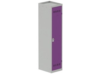 [Pas de famille] - [Pas de sous famille] - Vestiaire industrie salissante 1 porte (fermeture cadenas) H180xL40xP50cm coffre gris clair/ porte(s) prune