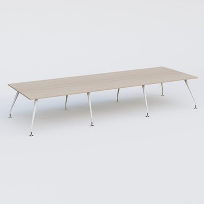 [Pas de famille] - [Pas de sous famille] - K5 table de reunion 420*145 cm. Plateau Acacia et pietement Blanc avec base chromé.