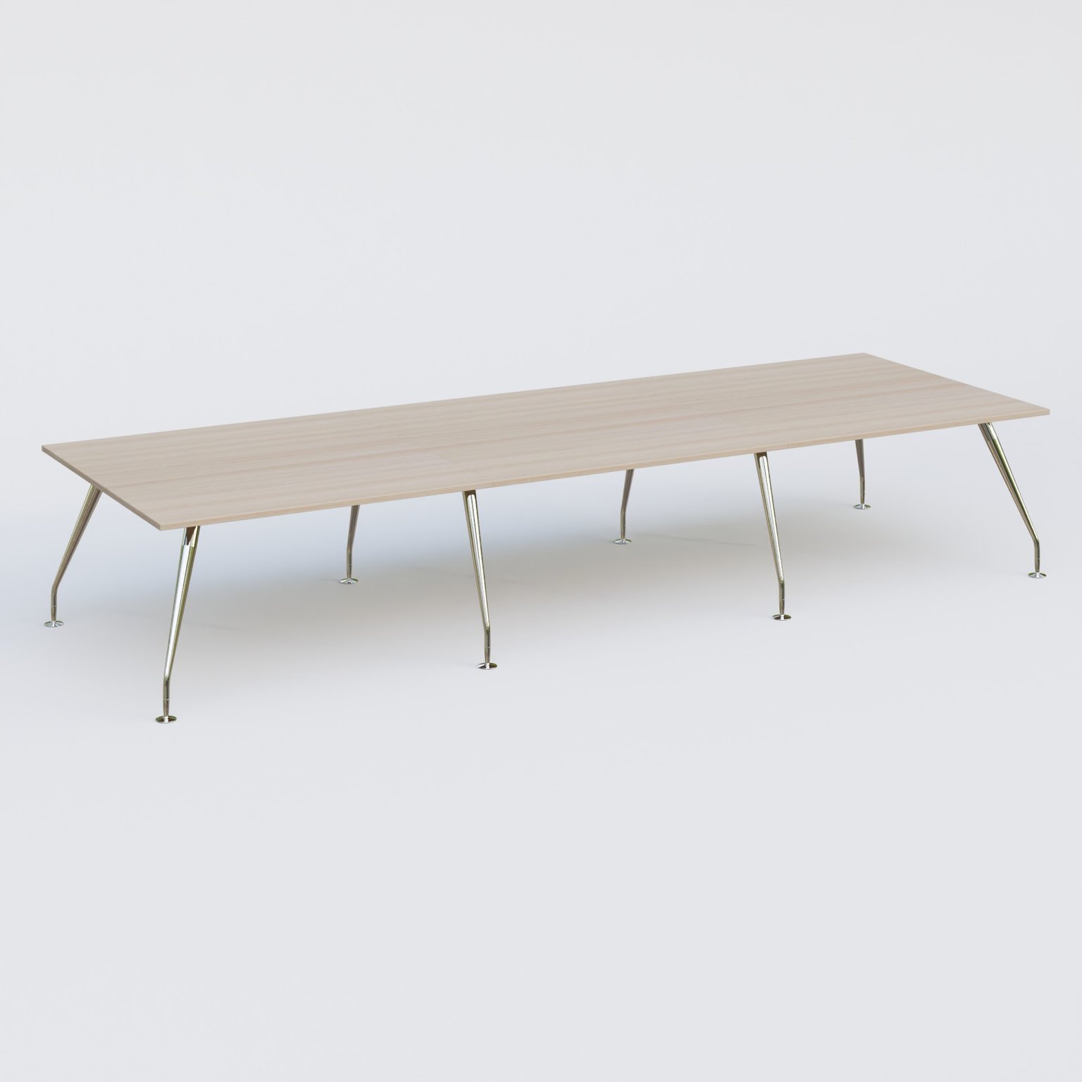 K5 table de reunion 420*145 cm. Plateau Acacia et pietement Chrome avec base chromé.