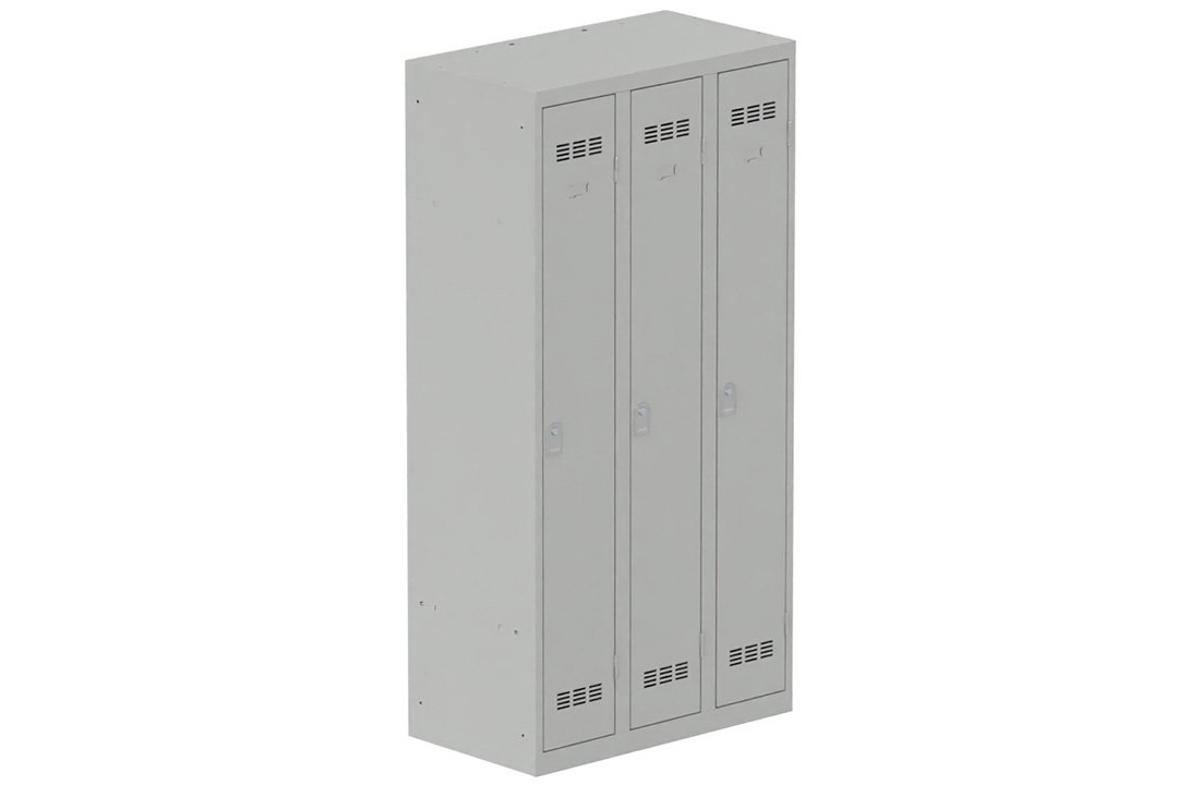 Vestiaire industrie propre 3 portes (serrure 2 clés) H180xL90xP50cm coffre gris clair/ porte(s) gris clair