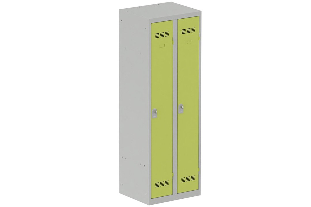 Vestiaire industrie propre 2 portes (fermeture cadenas) H180xL60xP50cm coffre gris clair/ porte(s) anis