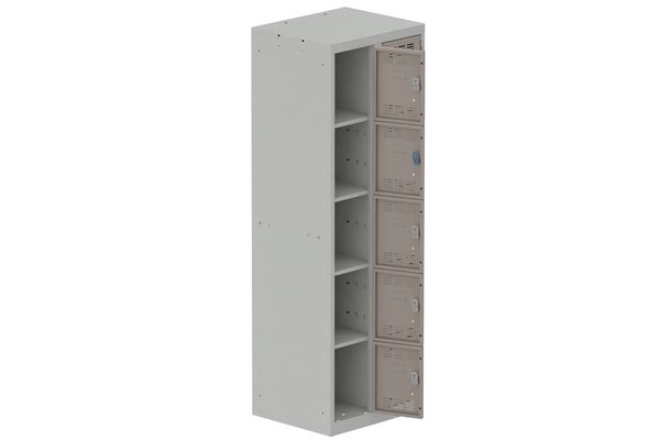[Pas de famille] - [Pas de sous famille] - Vestiaire multicases 2 colonnes L,30cm 5 cases (fermeture cadenas) H,180xL,60xP,50cm coffre gris clair/portes basalte