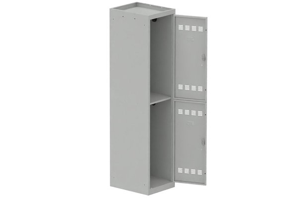 [Pas de famille] - [Pas de sous famille] - Vestiaire multicases 1 colonne L,40cm 2 cases (fermeture cadenas) H,180xL,40xP,50cm coffre gris clair/portes gris clair