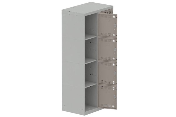 [Pas de famille] - [Pas de sous famille] - Vestiaire multicases 2 colonnes L,40cm 4 cases (fermeture cadenas) H,180xL,80xP,50cm coffre gris clair/portes basalte