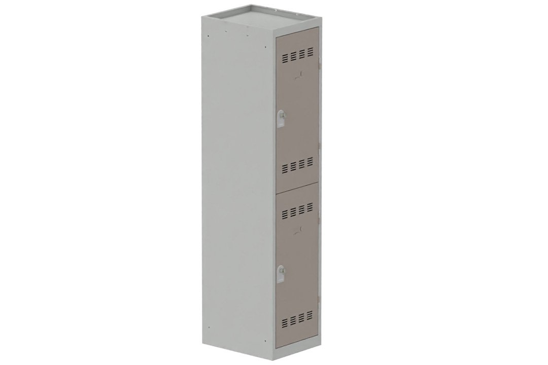 Vestiaire multicases 1 colonne L,40cm 2 cases (fermeture cadenas) H,180xL,40xP,50cm coffre gris clair/portes basalte