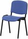 Joker Eco - Chaise piétement 4 pieds laqué noir (Noir).Assise et dossier tissu Lucia Bleu clair YBQ (YBQ)