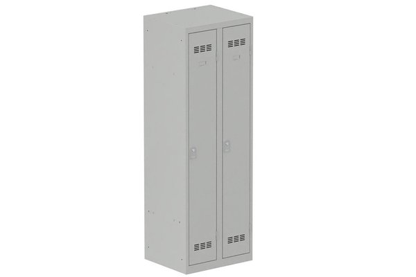 [Pas de famille] - [Pas de sous famille] - Vestiaire industrie propre 2 portes (serrure 2 clés) H180xL60xP50cm coffre gris clair/ porte(s) gris clair