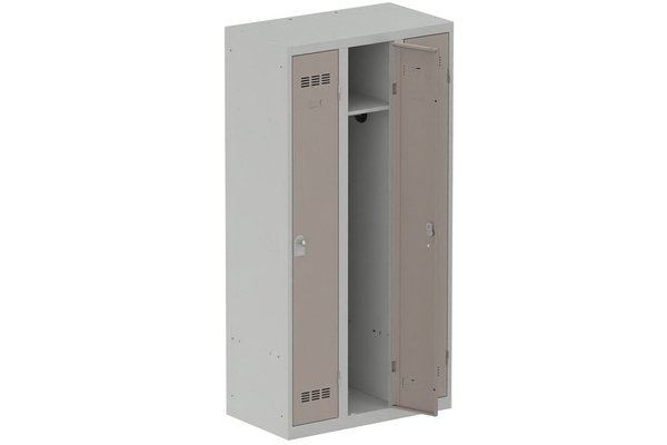 [Pas de famille] - [Pas de sous famille] - Vestiaire industrie propre 3 portes (fermeture cadenas) H180xL90xP50cm coffre gris clair/ porte(s) basalte