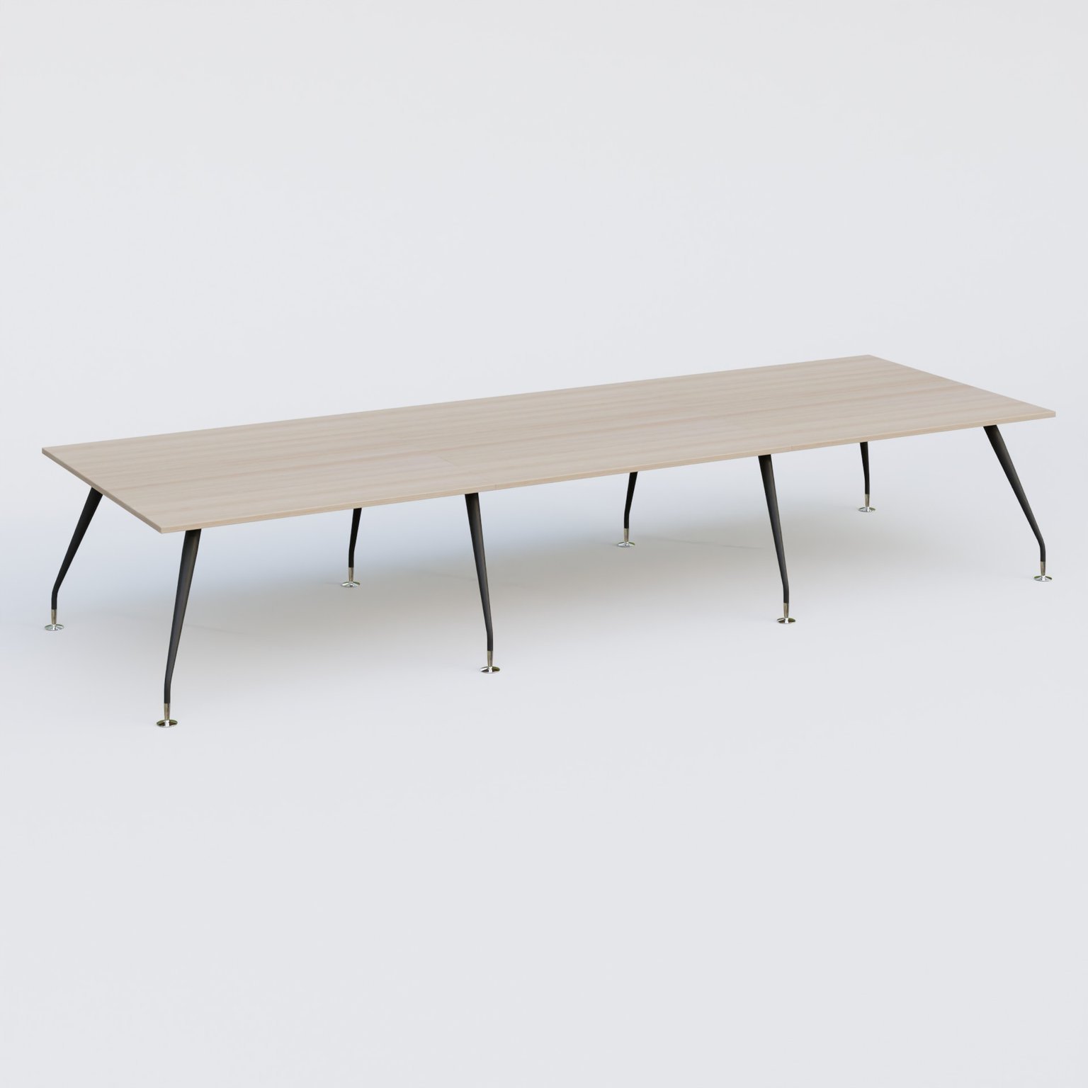 K5 table de reunion 420*145 cm. Plateau Acacia et pietement Noir Mat avec base chromé.
