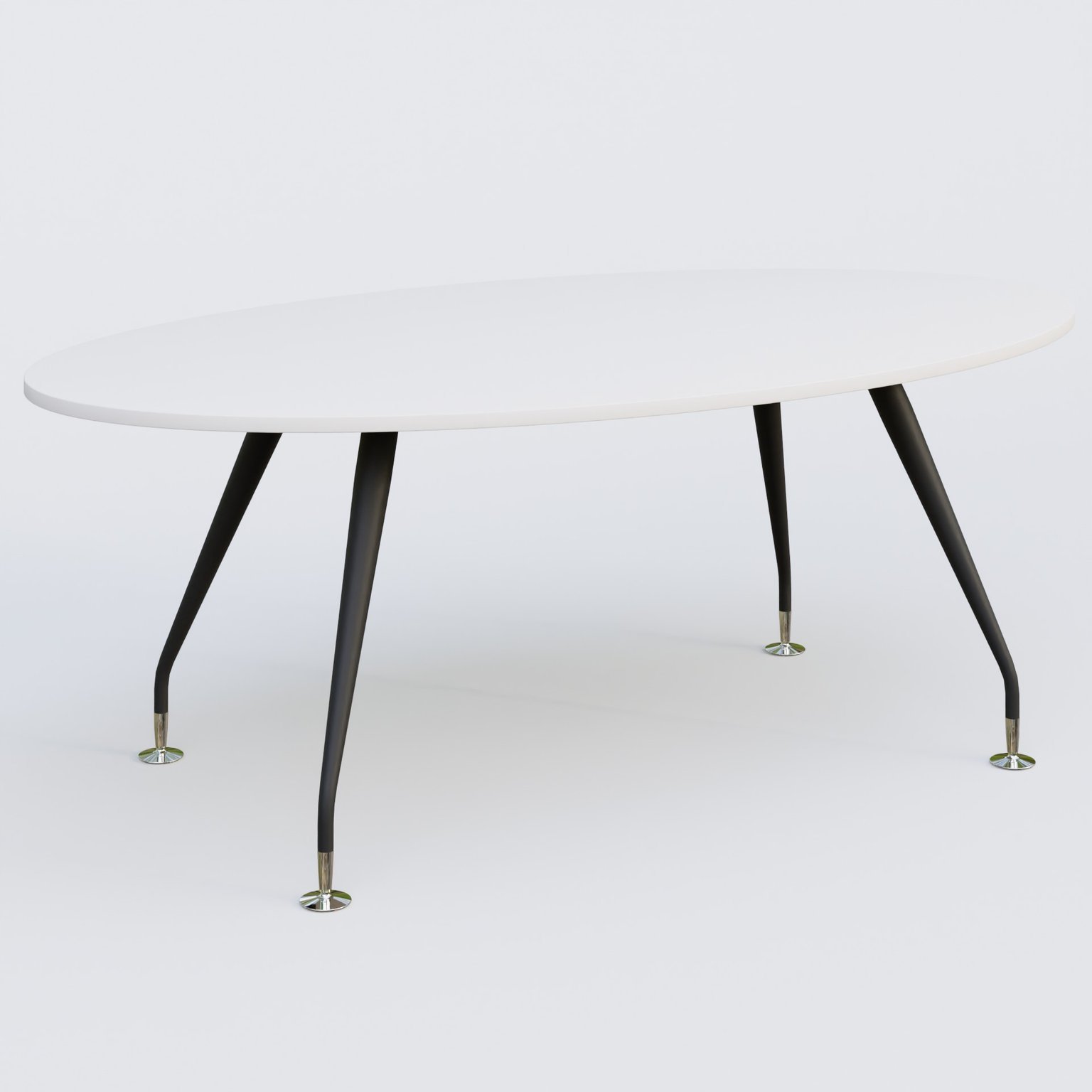 K5 table ovale 200*110 cm. Plateau Blanc et pietement Noir Mat avec base chromé.
