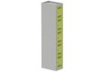 Vestiaire multicases 1 colonne L,30cm 5 cases (fermeture cadenas) H,180xL,30xP,50cm coffre gris clair/portes anis