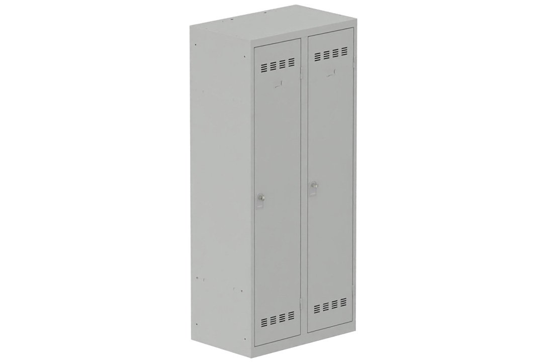 Vestiaire industrie salissante 2 portes (fermeture cadenas) H180xL80xP50cm coffre gris clair/ porte(s) gris clair