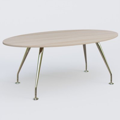 [Pas de famille] - [Pas de sous famille] - K5 table ovale 200*110 cm. Plateau Acacia et pietement Chrome avec base chromé.